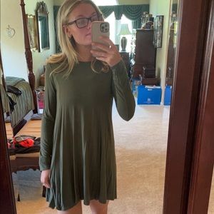 Small green dress, very soft and can be dressed up or down!